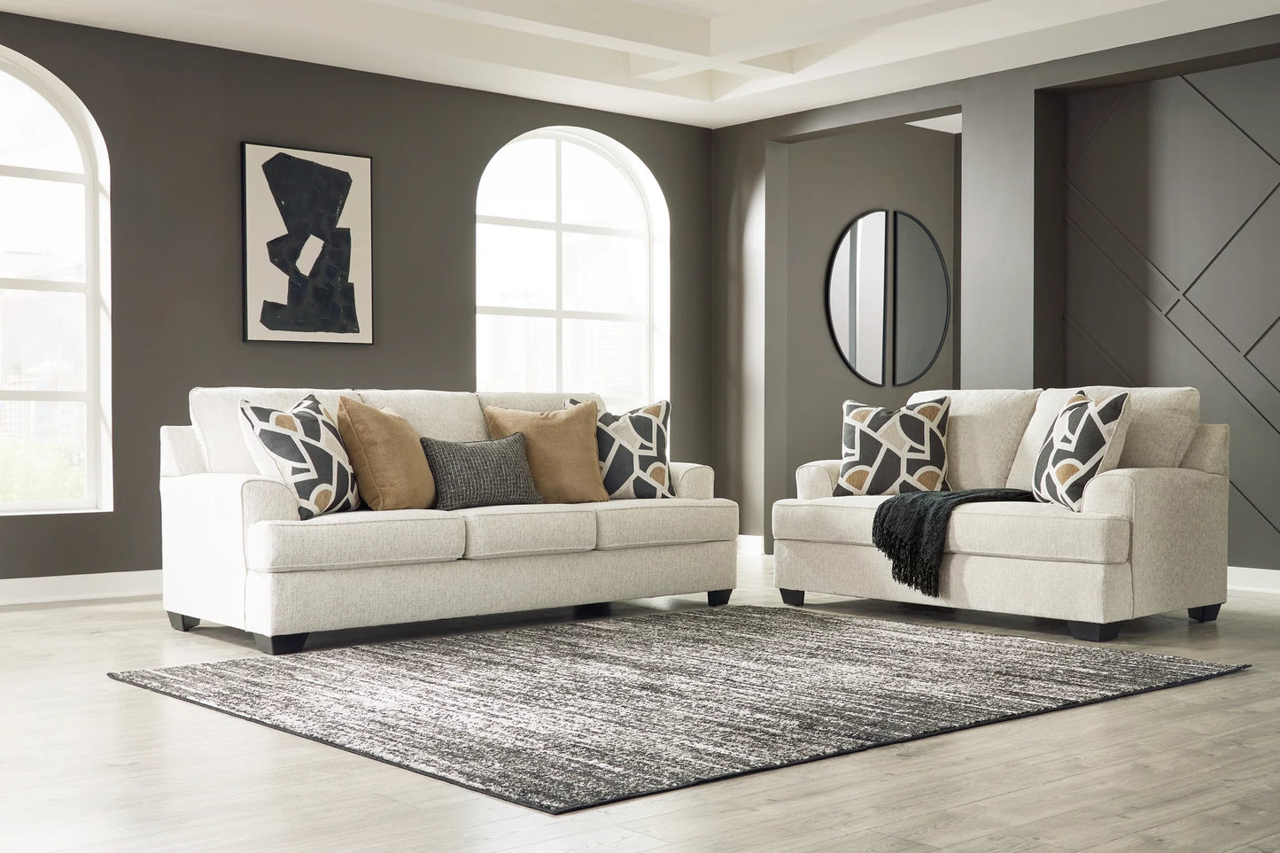 Heartcort Sofa and Loveseat; Quartz