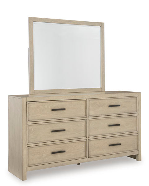 Calmoro King Size Bed, Chest of Drawers, Dresser & Mirror and Nightstand