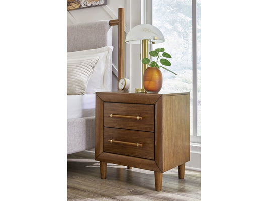 Lyncott Two Drawer Night Stand; Brown