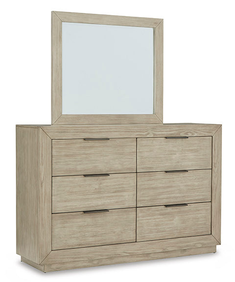 Hennington King Size Bed, Chest of Drawers,Dresser & Mirror and Nightstand