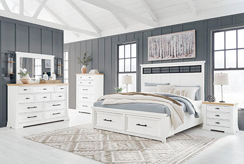Ashbryn California King Storage Bed,Dresser with Mirror,Chest and Nightstand