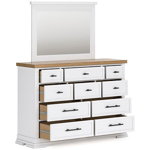 Ashbryn Dresser with mirror (White/Natural)