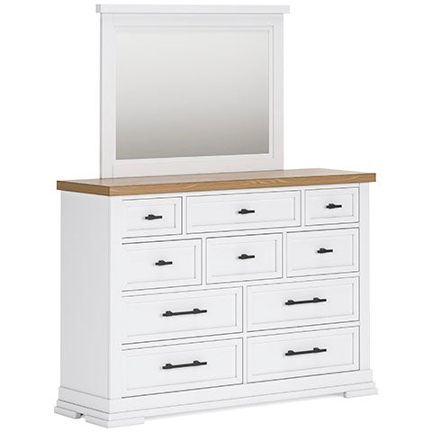 Ashbryn Dresser with mirror (White/Natural)
