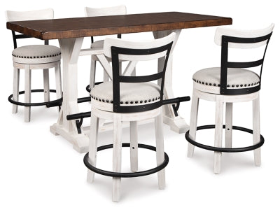 Valebeck Counter Height Dining Table and 4 Barstools; White