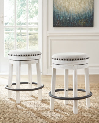 Valebeck Counter Height Stool; White Black