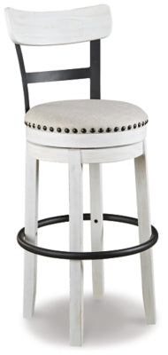 Valebeck Bar Height Bar Stool; White