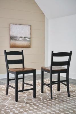 Valebeck Counter Height Barstool; Black Brown