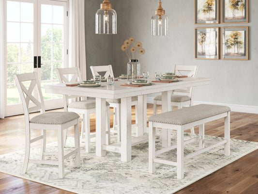 Robbinsdale Counter Height Dining Table, 4 Barstools and Bench