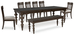 Veramond Dining Table and 6 Chairs and Bench