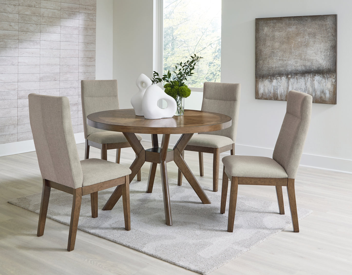 Roanhowe Dining Table and 4 Chairs; Brown