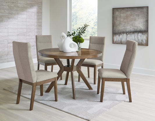 Roanhowe Dining Table and 4 Chairs; Brown