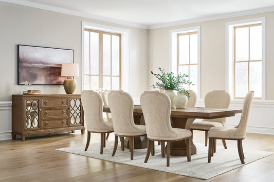 Jorlaina Dining Table and 8 Chairs; Brown