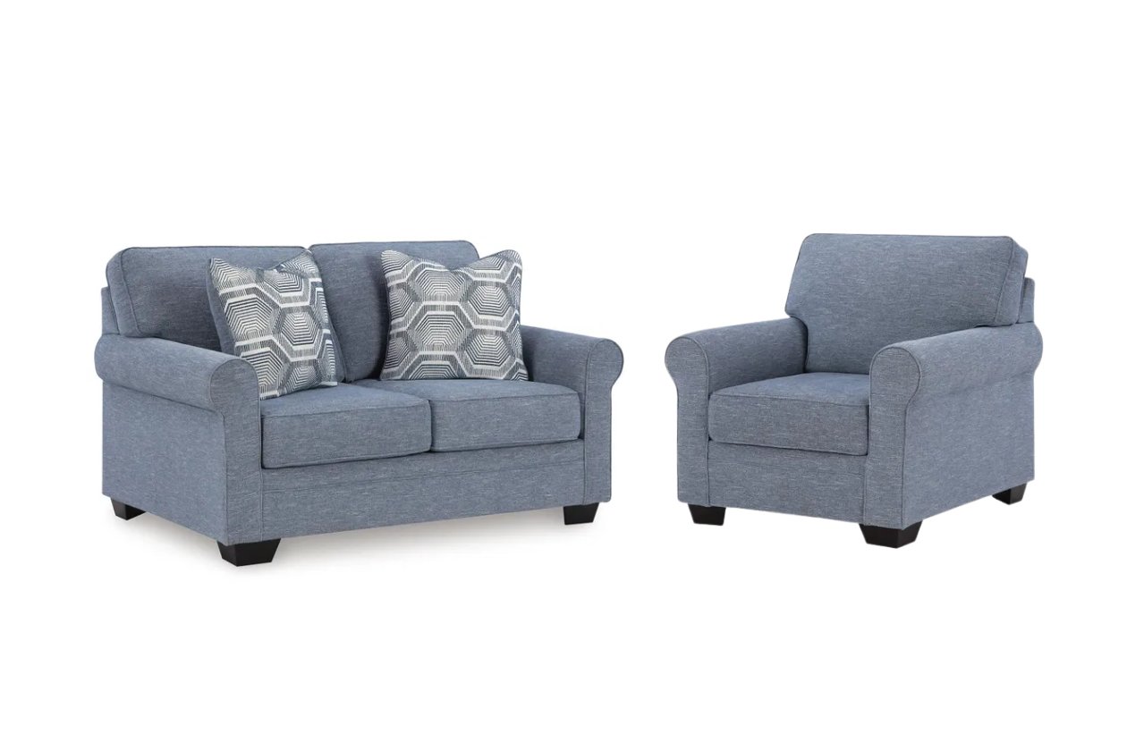 Carissa Manor Loveseat and Chair; Denim
