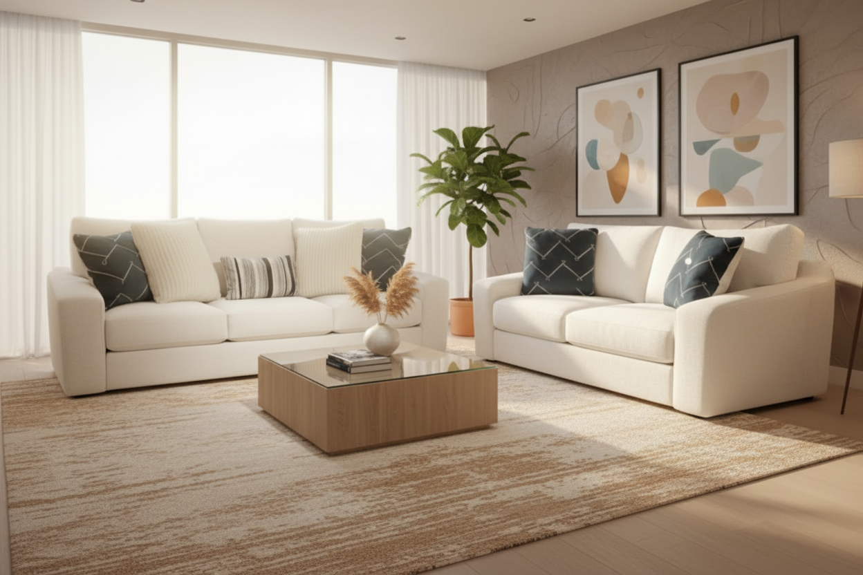 Padova Loveseat and Sofa; Ivory