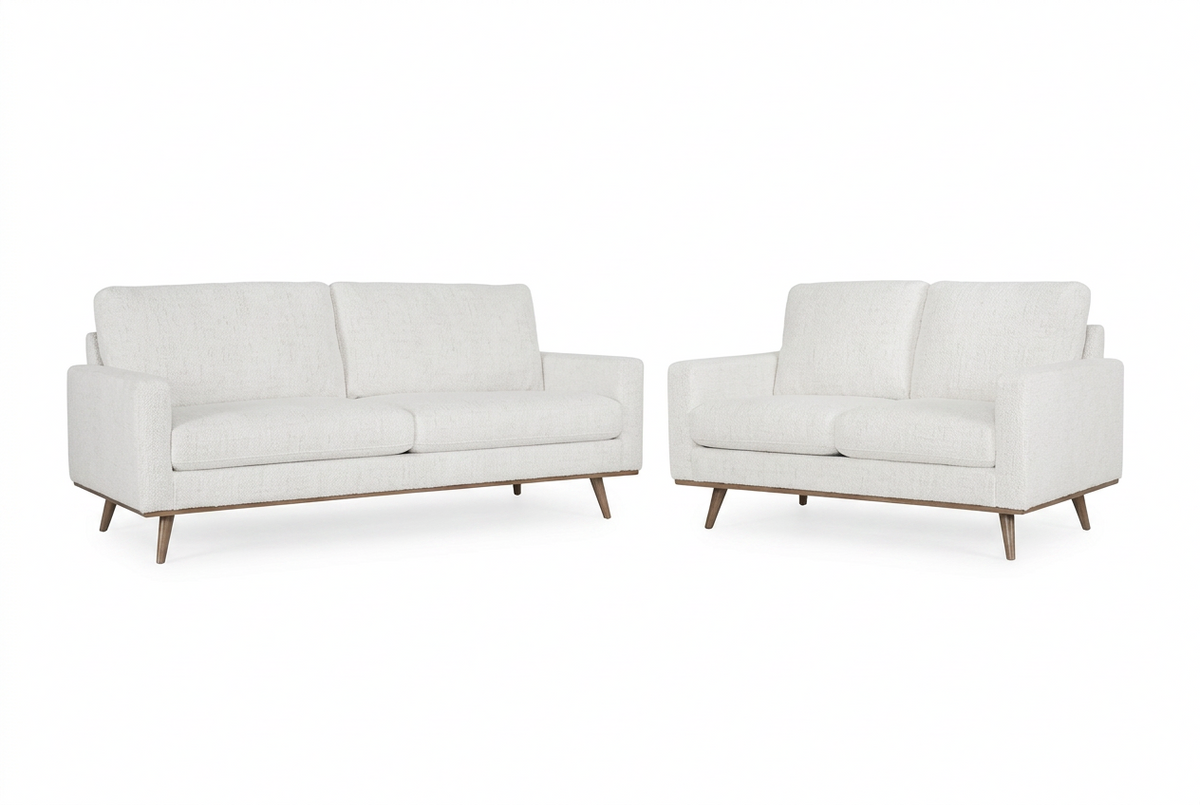 Crofton Heights Sofa and Loveseat; Chalk