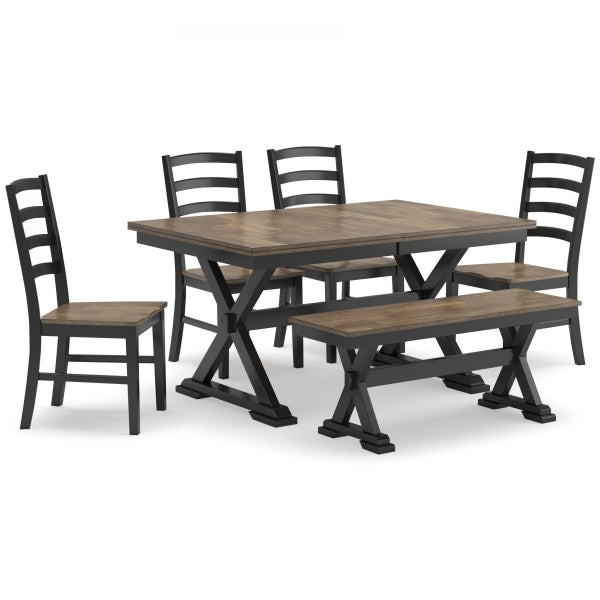 Wildenauer Dining Table, 4 Chairs and Bench