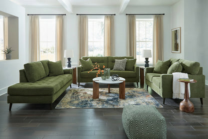 Bixler Sofa,Loveseat and RAF Corner Chaise; Olive