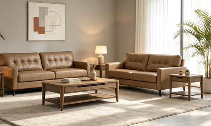 Bixler Sofa and Loveseat; Toffee