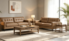 Bixler Sofa and Loveseat; Toffee