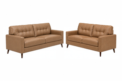 Bixler Sofa and Loveseat; Toffee