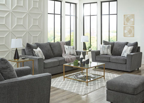 Stairatt Sofa, Loveseat and Chair; Charcoal