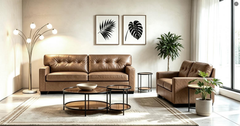 Mahoney Sofa and Loveseat; Toffee