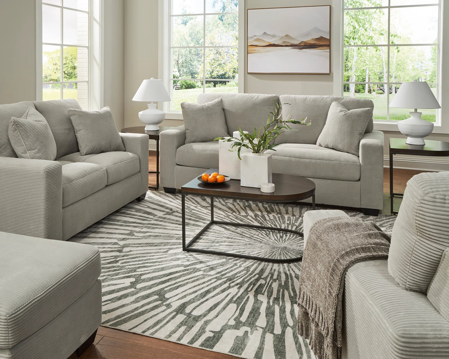 Amesley Sofa Set; Smoke