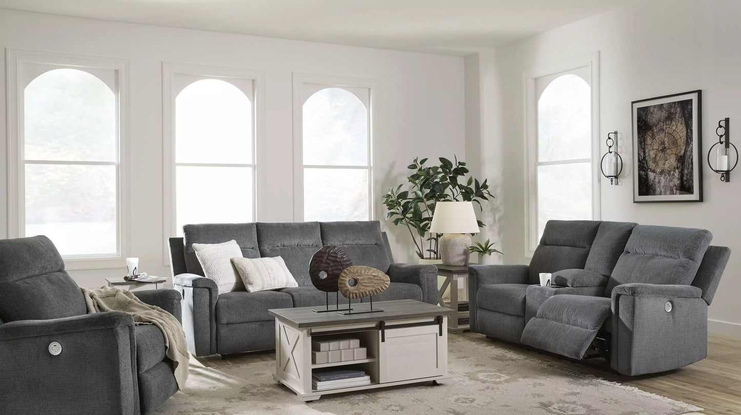 Barnsana Reclining Power Sofa Set; Gravel