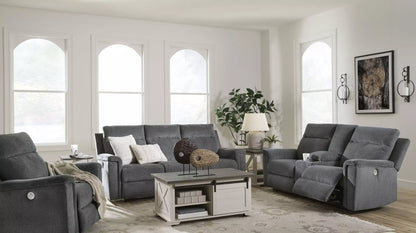 Barnsana Reclining Power Sofa Set; Gravel
