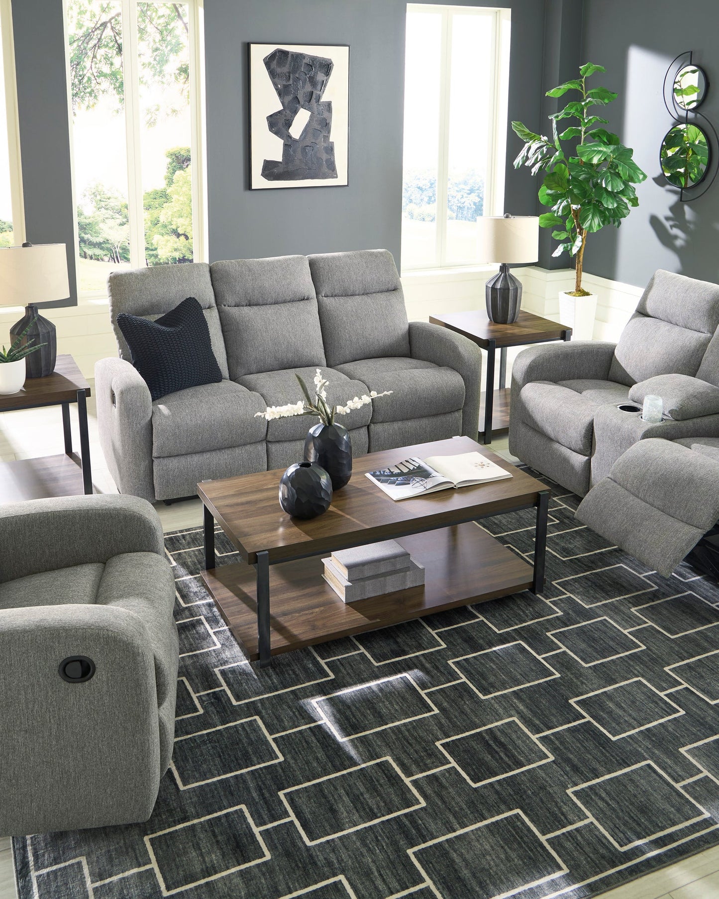 Moreau Place Recliner Sofa Set; Sterling