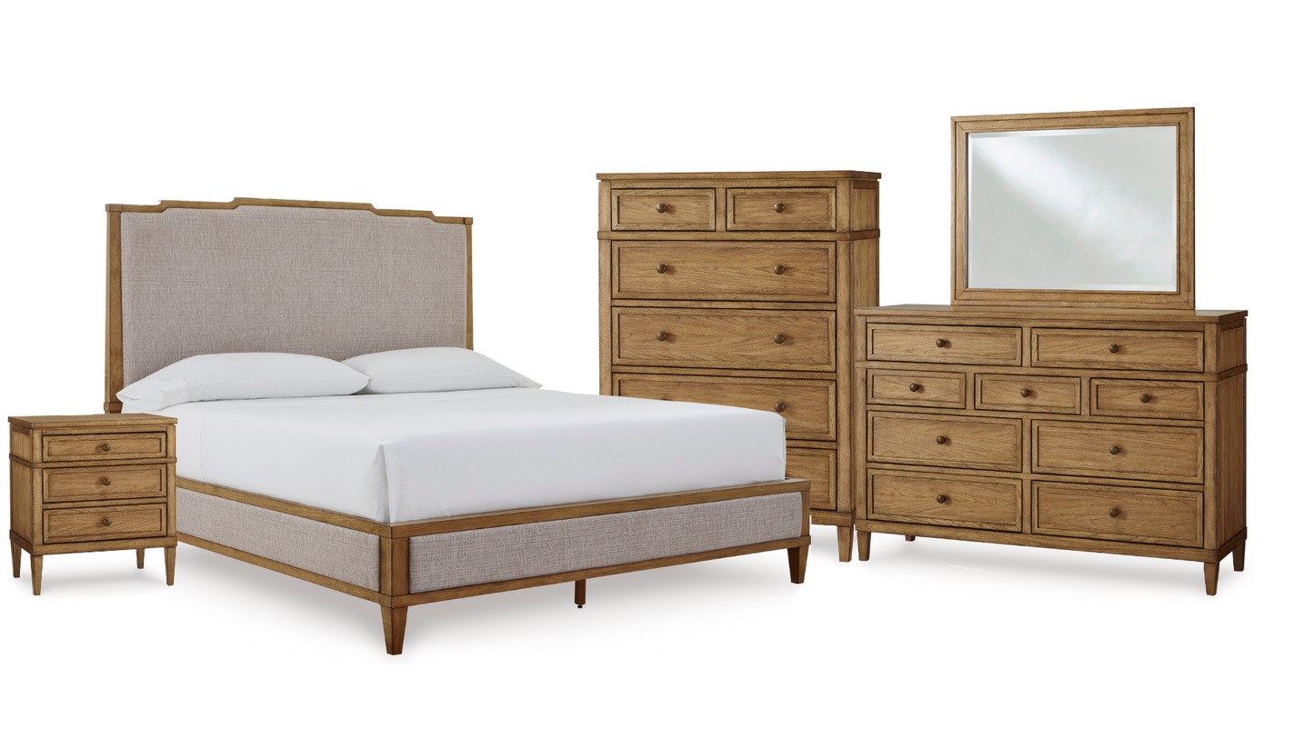 Sharlance California King Size Bed, Chest of Drawers, Dresser & Mirror and Nightstand