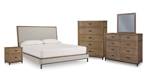 Tomtyn California King Size Bed, Chest of Drawers, Dresser & Mirror and Nightstand