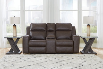 Lavenhorne Reclining Loveseat with Console; Umber