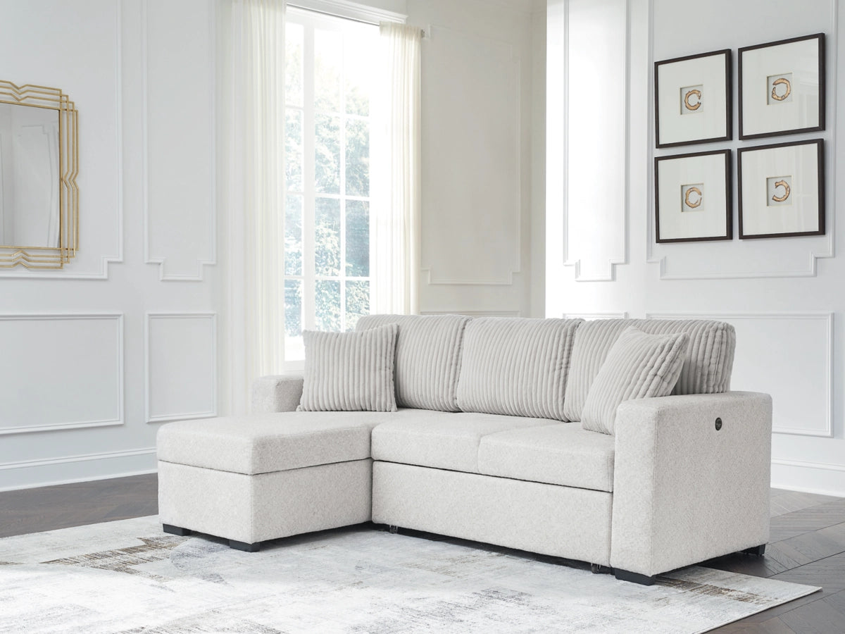 Poppleton 2-Piece Sectional with Pop Up Sleeper and Chaise; Alloy