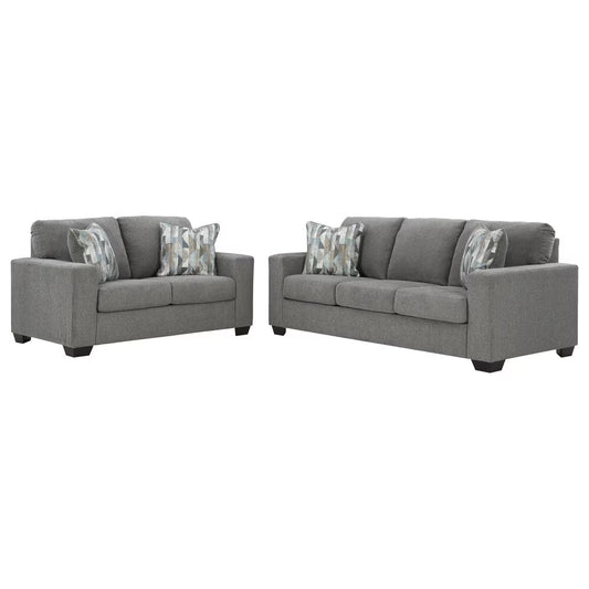 Deltona Sofa and Loveseat (Graphite)