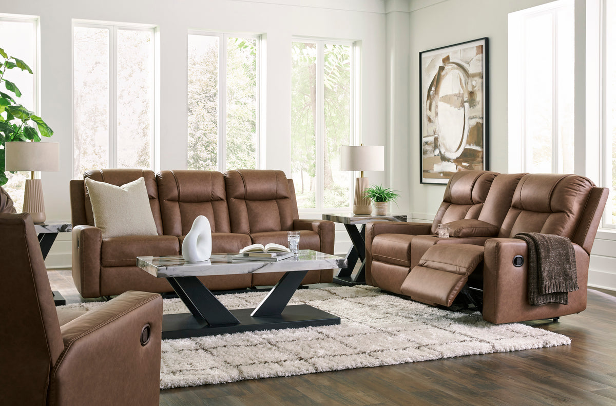 Mackmenville Reclining Sofa Set; Caramel