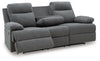 Tarrant REC Sofa w/Drop Down Table;Charcoal