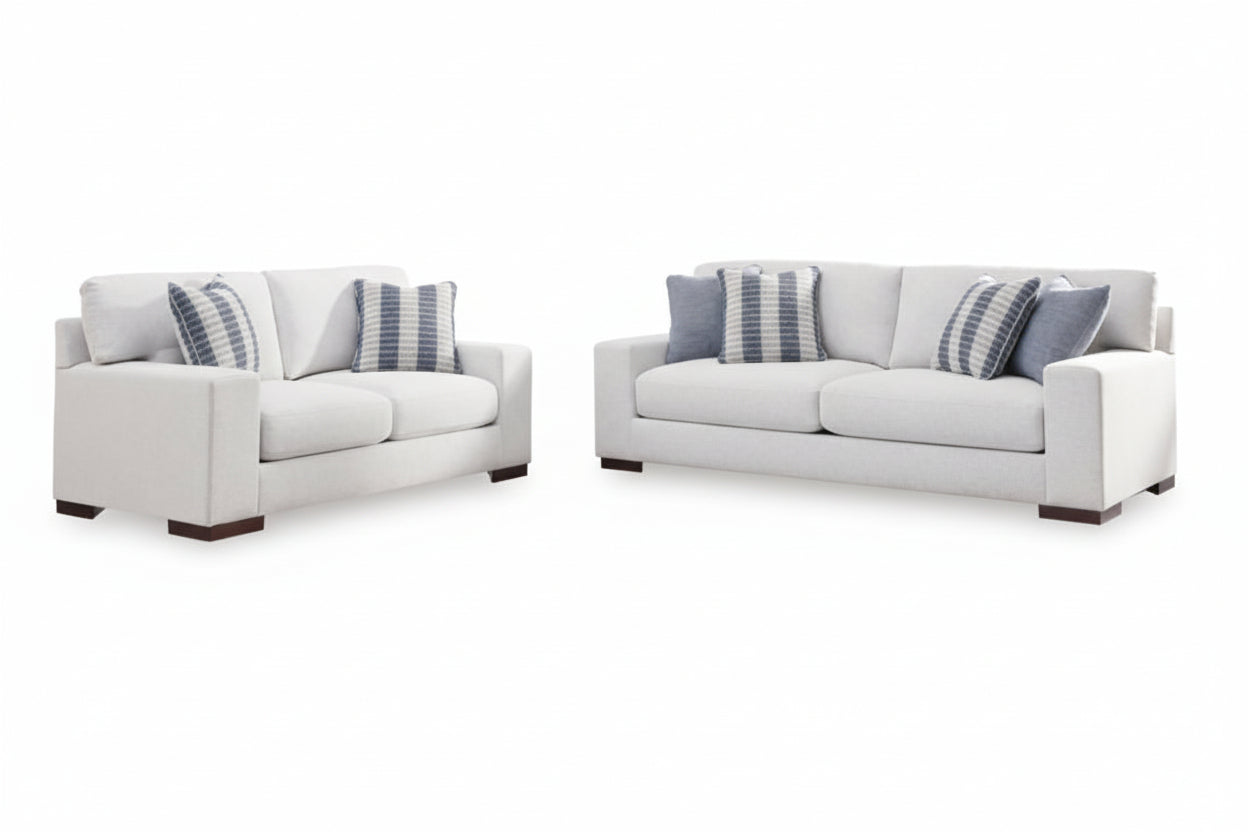 Belvoir Sofa and Loveseat; Snow
