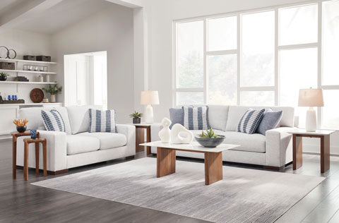 Belvoir Sofa and Loveseat; Snow