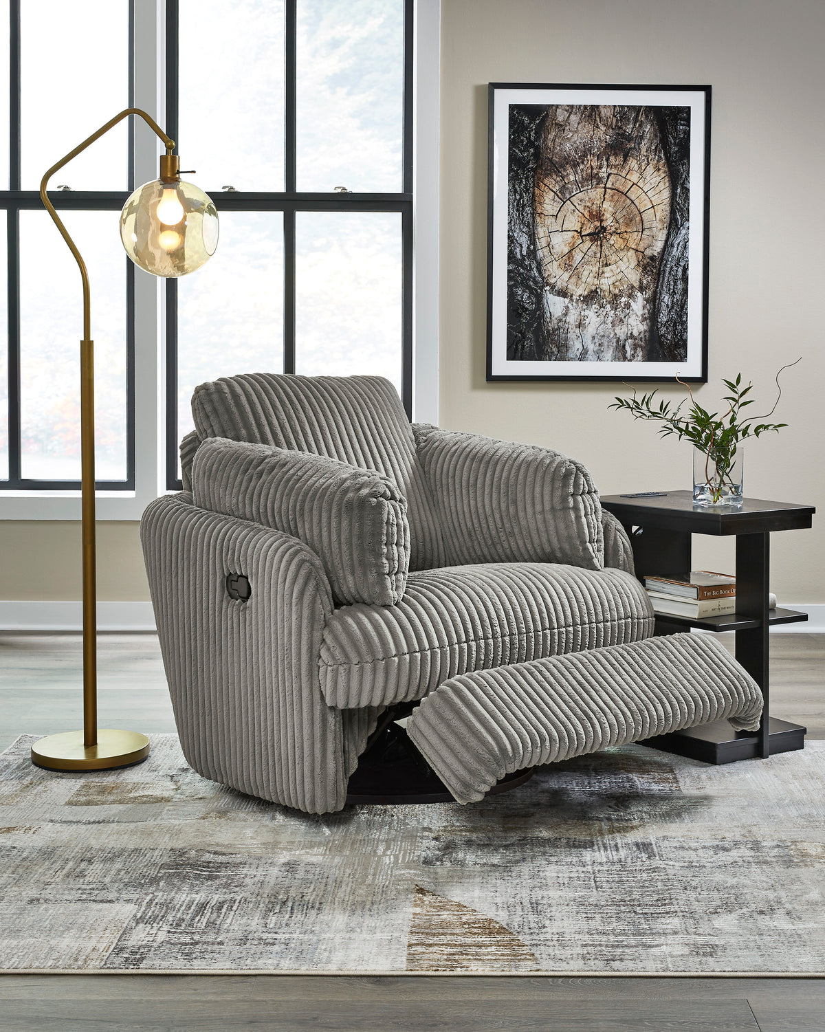 Tie-Breaker Swivel Glider Recliner; Fog