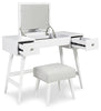 Thadamere Vanity with Stool; White