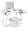 Thadamere Vanity with Stool; White