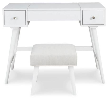 Thadamere Vanity with Stool; White