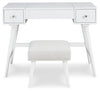 Thadamere Vanity with Stool; White