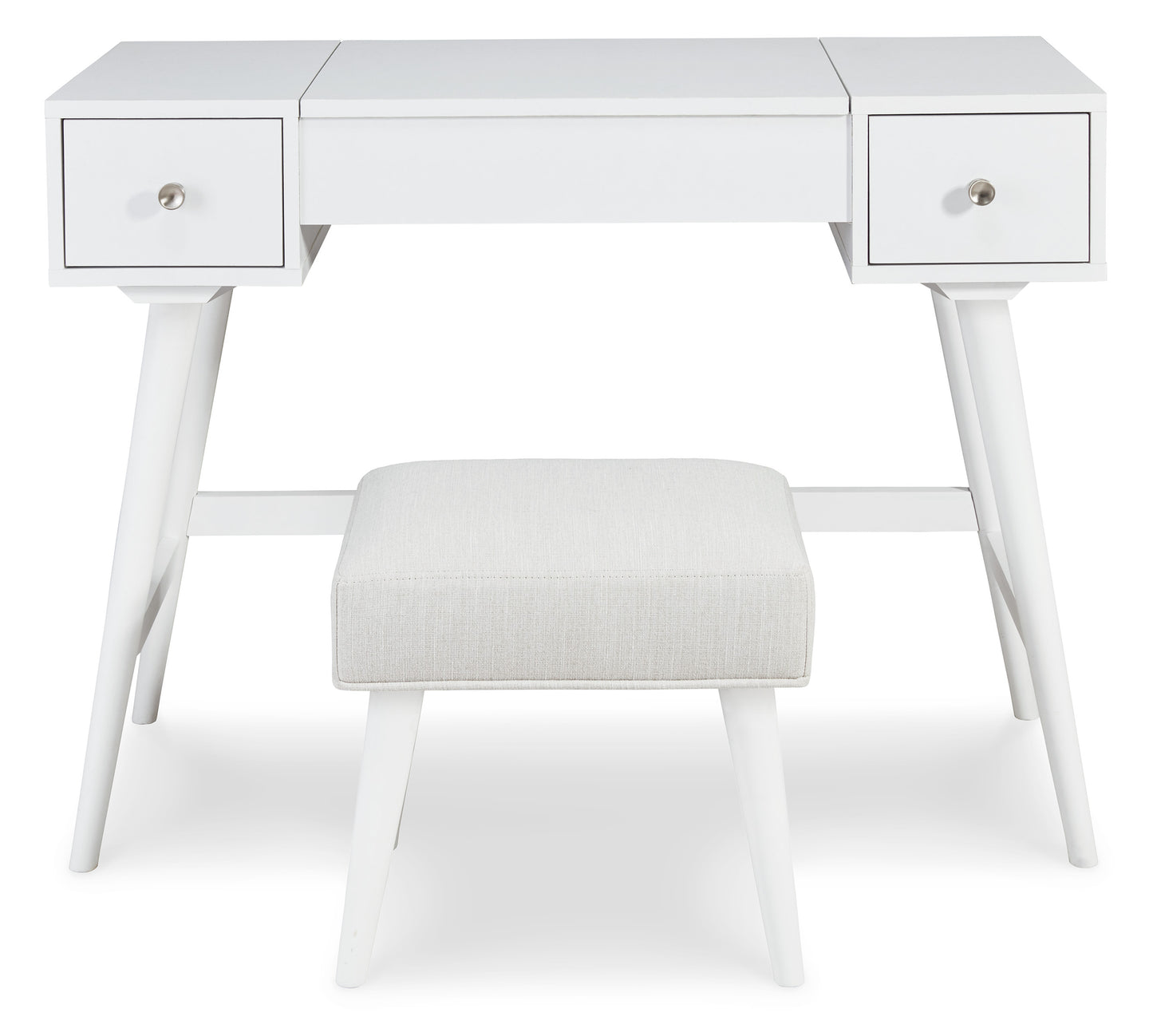Thadamere Vanity with Stool; White