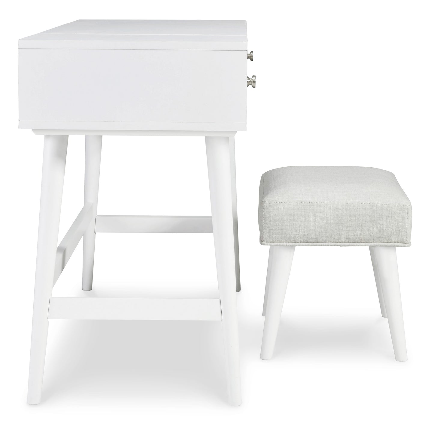Thadamere Vanity with Stool; White