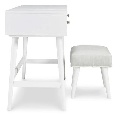 Thadamere Vanity with Stool; White