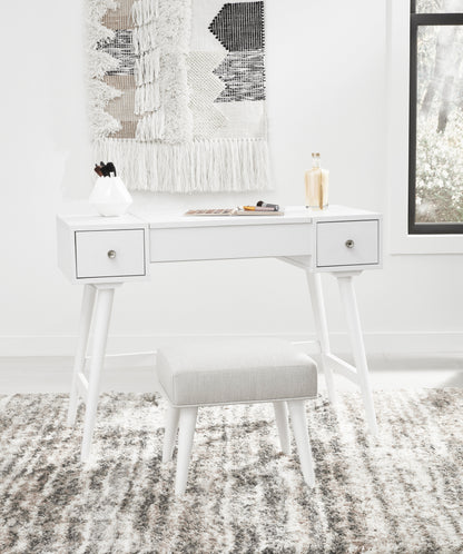 Thadamere Vanity with Stool; White