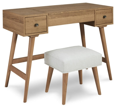 Thadamere Vanity with Stool (Light Brown)