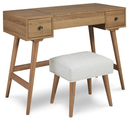 Thadamere Vanity with Stool; Light Brown